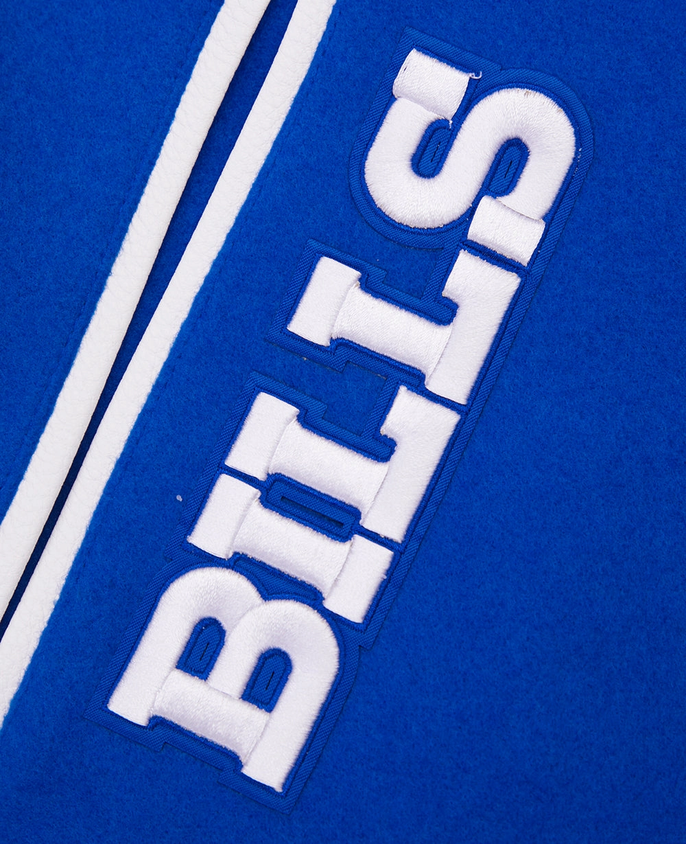 NFL BUFFALO BILLS MASHUP MEN'S RIB WOOL VARSITY JACKET (ROYAL BLUE/RED)