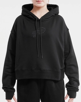 NFL BUFFALO BILLS NEUTRAL CROPPED WOMEN'S PULLOVER HOODIE (BLACK)