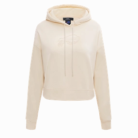 NFL BUFFALO BILLS NEUTRAL CROPPED WOMEN'S PULLOVER HOODIE (EGGSHELL)