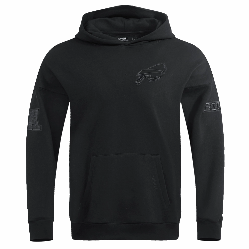 NFL BUFFALO BILLS NEUTRAL DROP SHOULDER MEN'S PULLOVER HOODIE (BLACK)