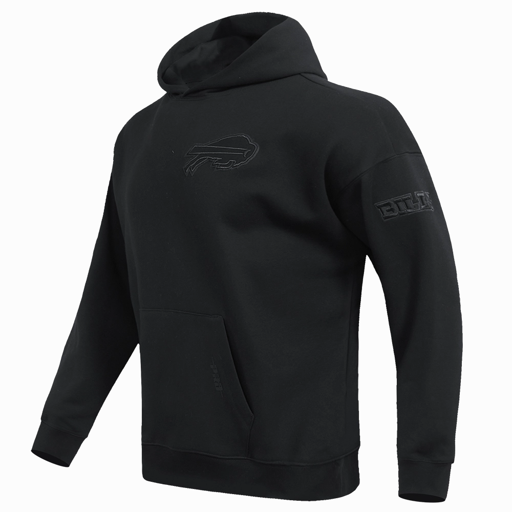 NFL BUFFALO BILLS NEUTRAL DROP SHOULDER MEN'S PULLOVER HOODIE (BLACK)