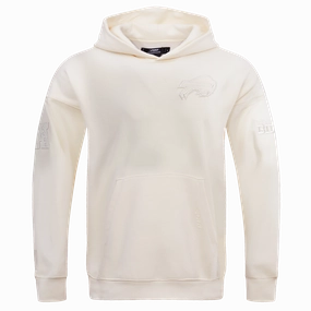 NFL BUFFALO BILLS NEUTRAL DROP SHOULDER MEN'S PULLOVER HOODIE (EGGSHELL)