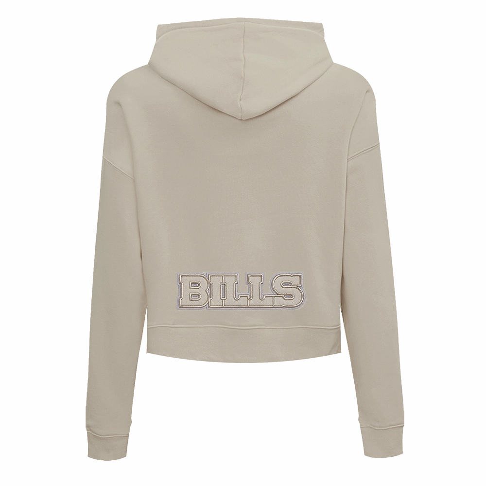 NFL BUFFALO BILLS NEUTRAL WOMEN'S CROPPED PULLOVER HOODIE (TAUPE)