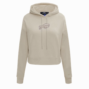 NFL BUFFALO BILLS NEUTRAL WOMEN'S CROPPED PULLOVER HOODIE (TAUPE)