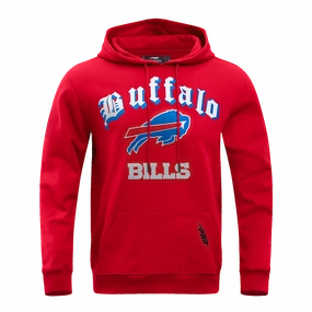 NFL BUFFALO BILLS OLD ENGLISH MEN'S PULLOVER HOODIE (RED)