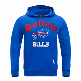 NFL BUFFALO BILLS OLD ENGLISH MEN'S PULLOVER HOODIE (ROYAL BLUE)