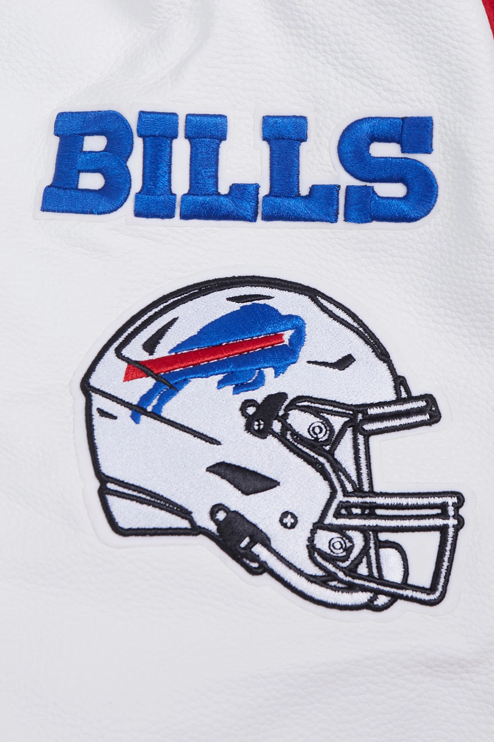 NFL BUFFALO BILLS OLD ENGLISH MEN'S RIB WOOL VARSITY JACKET (RED/WHITE)