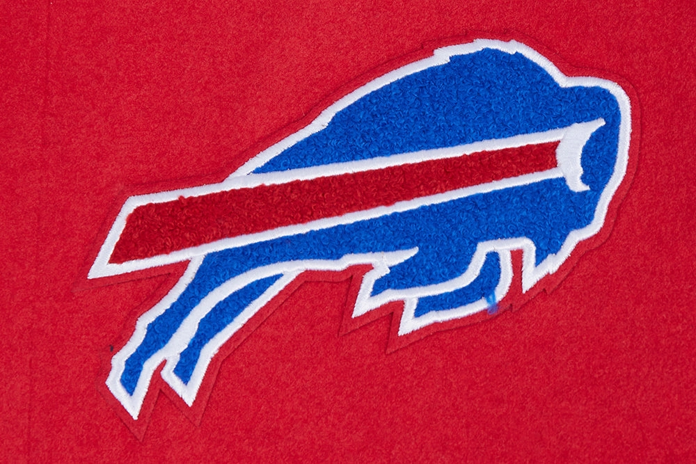 NFL BUFFALO BILLS OLD ENGLISH MEN'S RIB WOOL VARSITY JACKET (RED/WHITE)