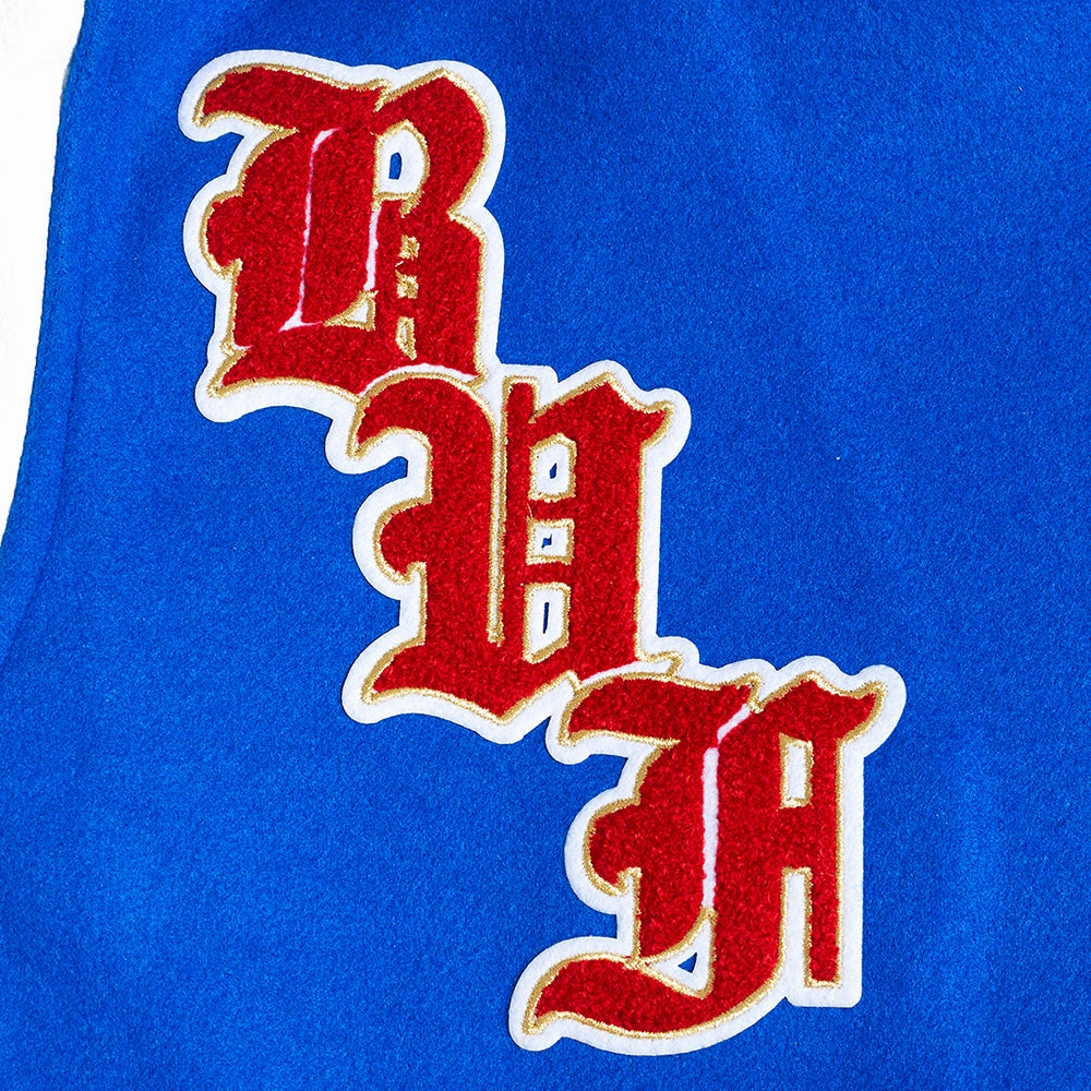 NFL BUFFALO BILLS PRO PREP MEN'S WOOL VARSITY JACKET (ROYAL BLUE/RED)