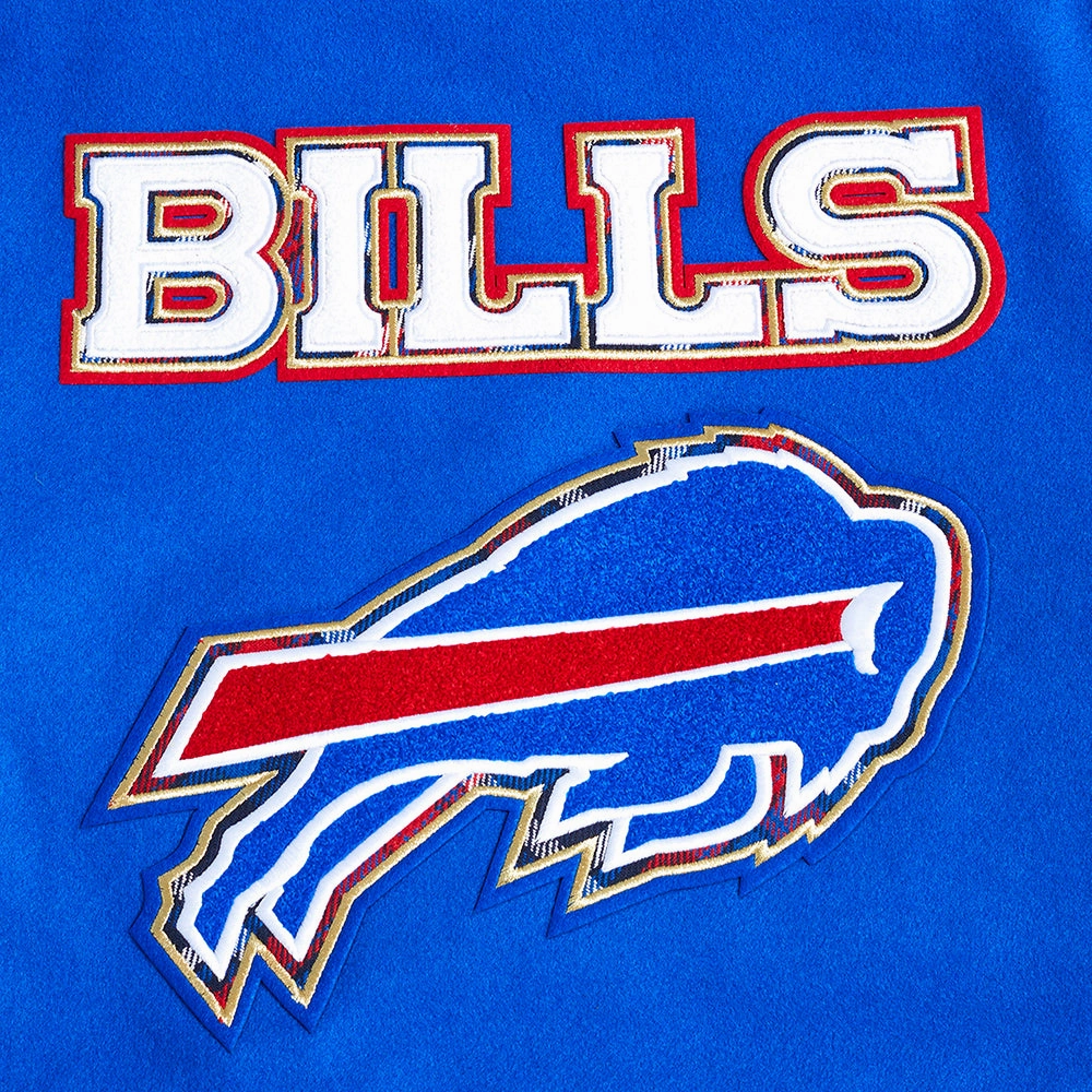 NFL BUFFALO BILLS PRO PREP MEN'S WOOL VARSITY JACKET (ROYAL BLUE/RED)