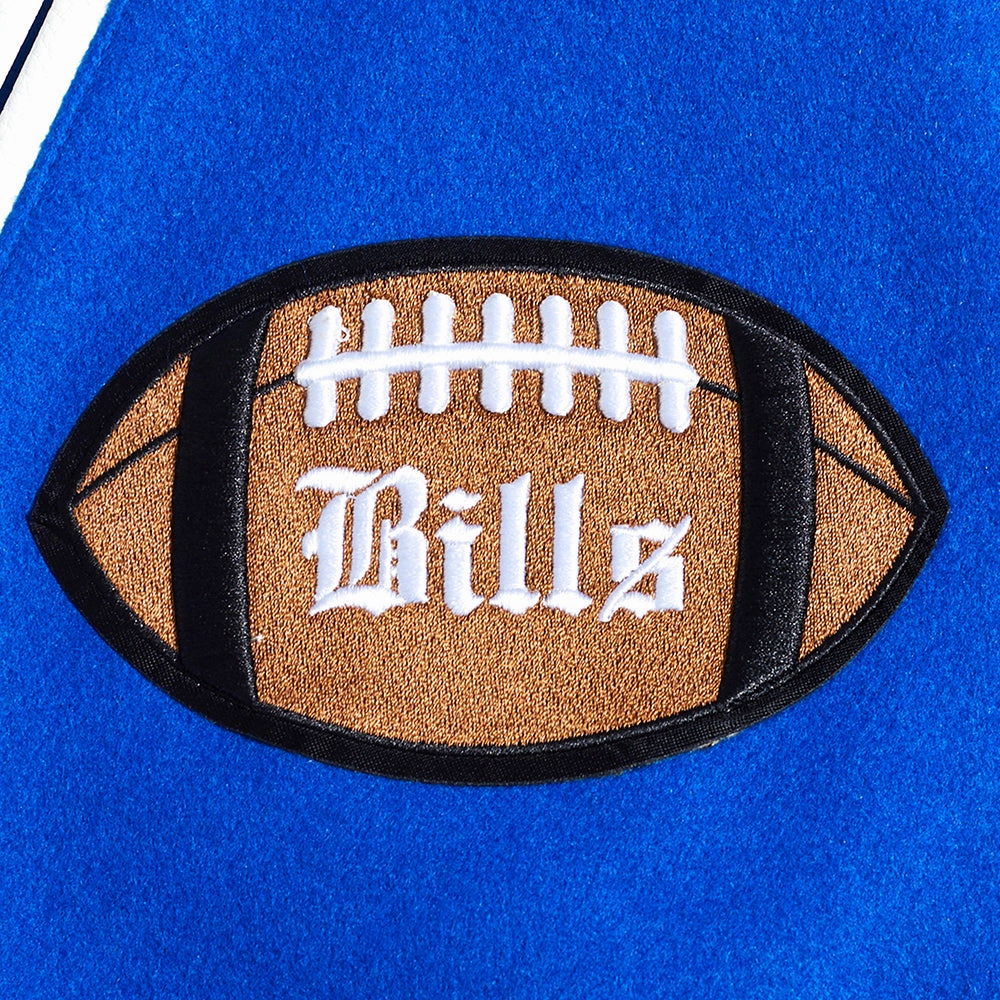 NFL BUFFALO BILLS PRO PREP MEN'S WOOL VARSITY JACKET (ROYAL BLUE/RED)