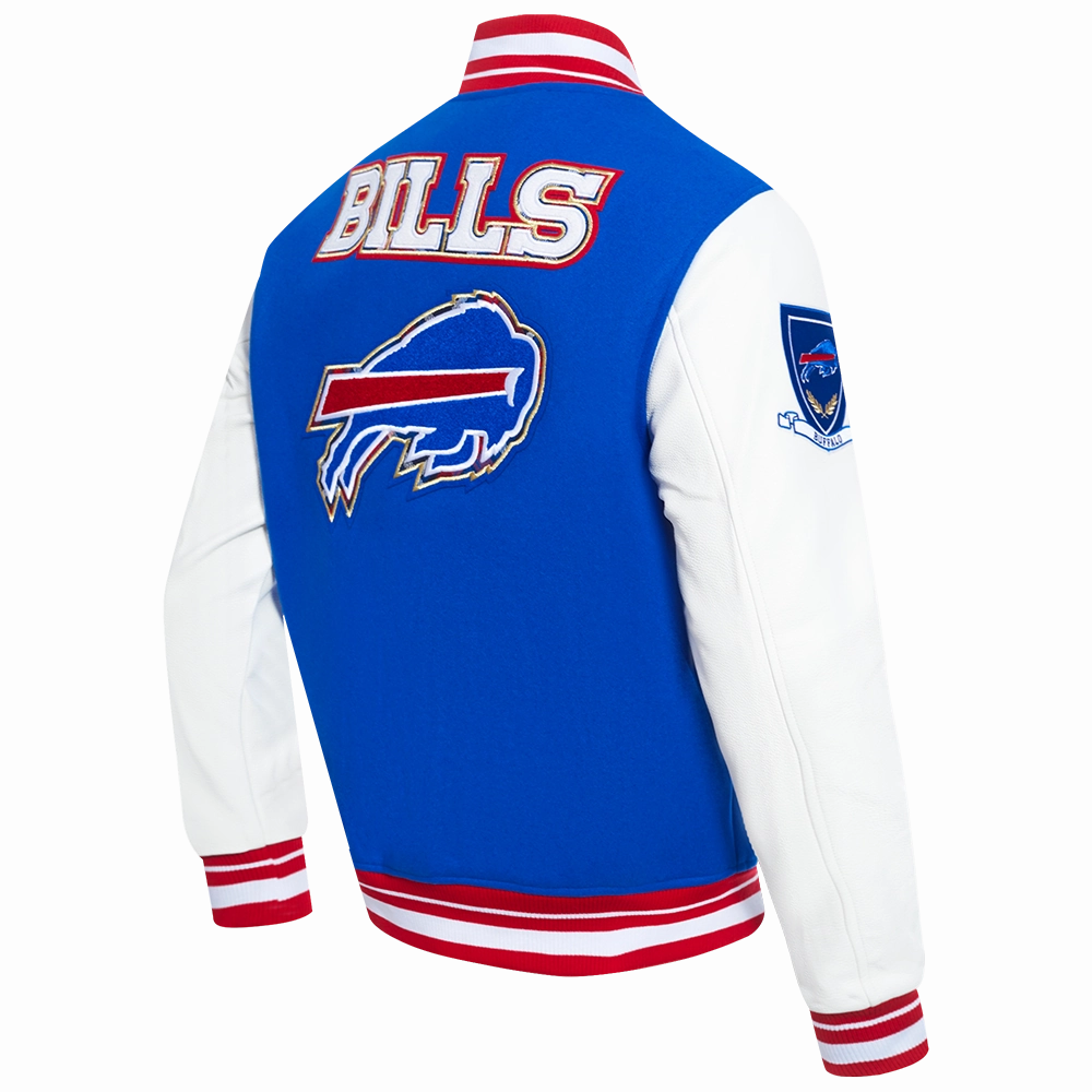 NFL BUFFALO BILLS PRO PREP MEN'S WOOL VARSITY JACKET (ROYAL BLUE/RED)