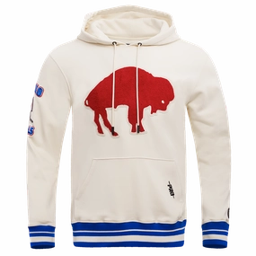 NFL BUFFALO BILLS RETRO CLASSIC MEN'S PULLOVER HOODIE (EGGSHELL/ ROYAL BLUE)