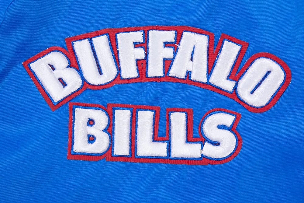 NFL BUFFALO BILLS RETRO CLASSIC MEN'S RIB SATIN JACKET (ROYAL BLUE/RED)