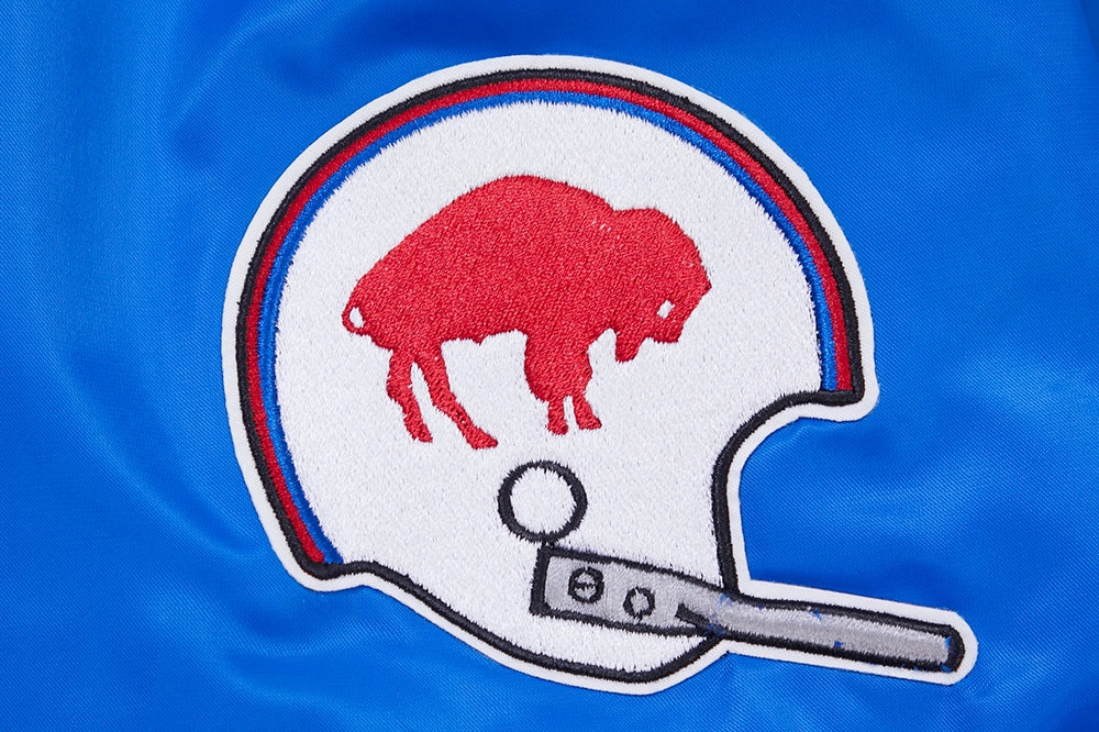 NFL BUFFALO BILLS RETRO CLASSIC MEN'S RIB SATIN JACKET (ROYAL BLUE/RED)