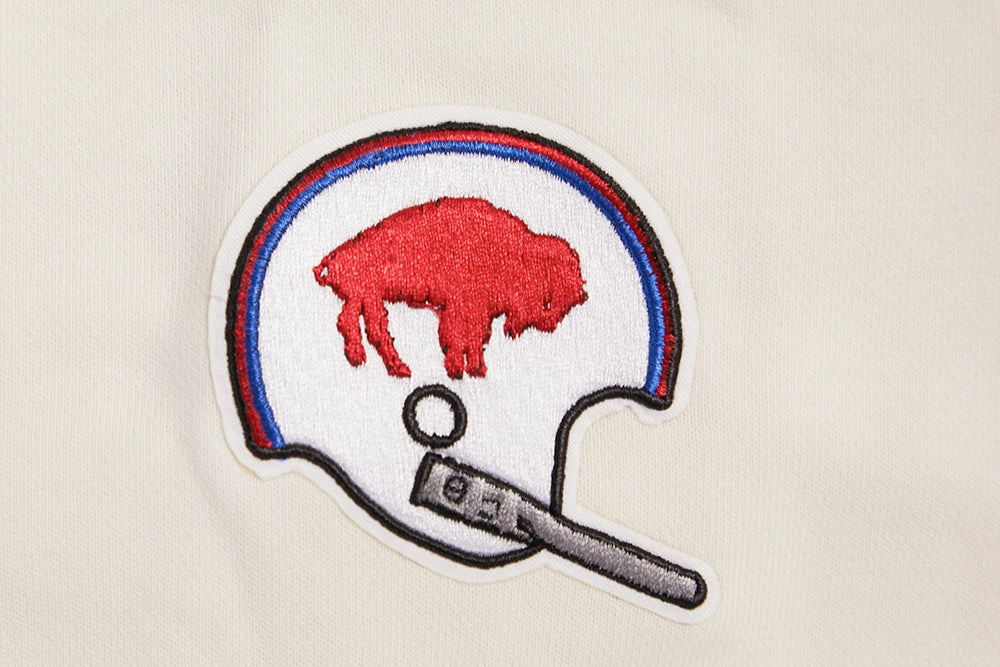 NFL BUFFALO BILLS RETRO CLASSIC WOMEN'S CROPPED PULLOVER HOODIE (EGGSHELL/ROYAL BLUE)
