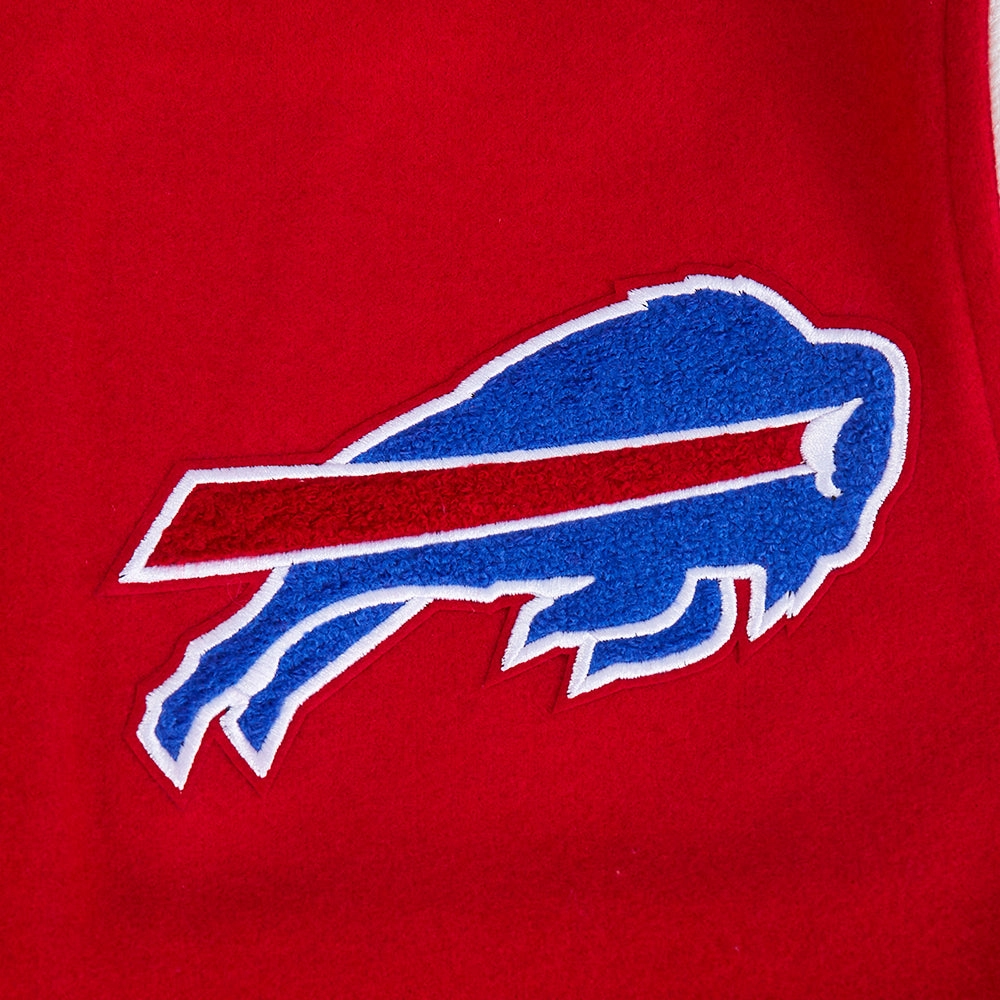 NFL BUFFALO BILLS SCRIPT TAIL MEN'S RIB WOOL VARSITY JACKET (RED/WHITE)