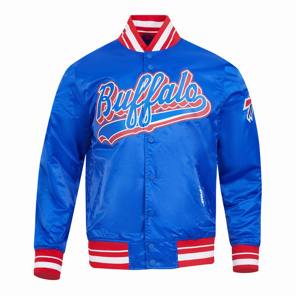 NFL BUFFALO BILLS SCRIPT TAIL MEN'S SATIN JACKET (RED)