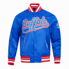 NFL BUFFALO BILLS SCRIPT TAIL MEN'S SATIN JACKET (RED)