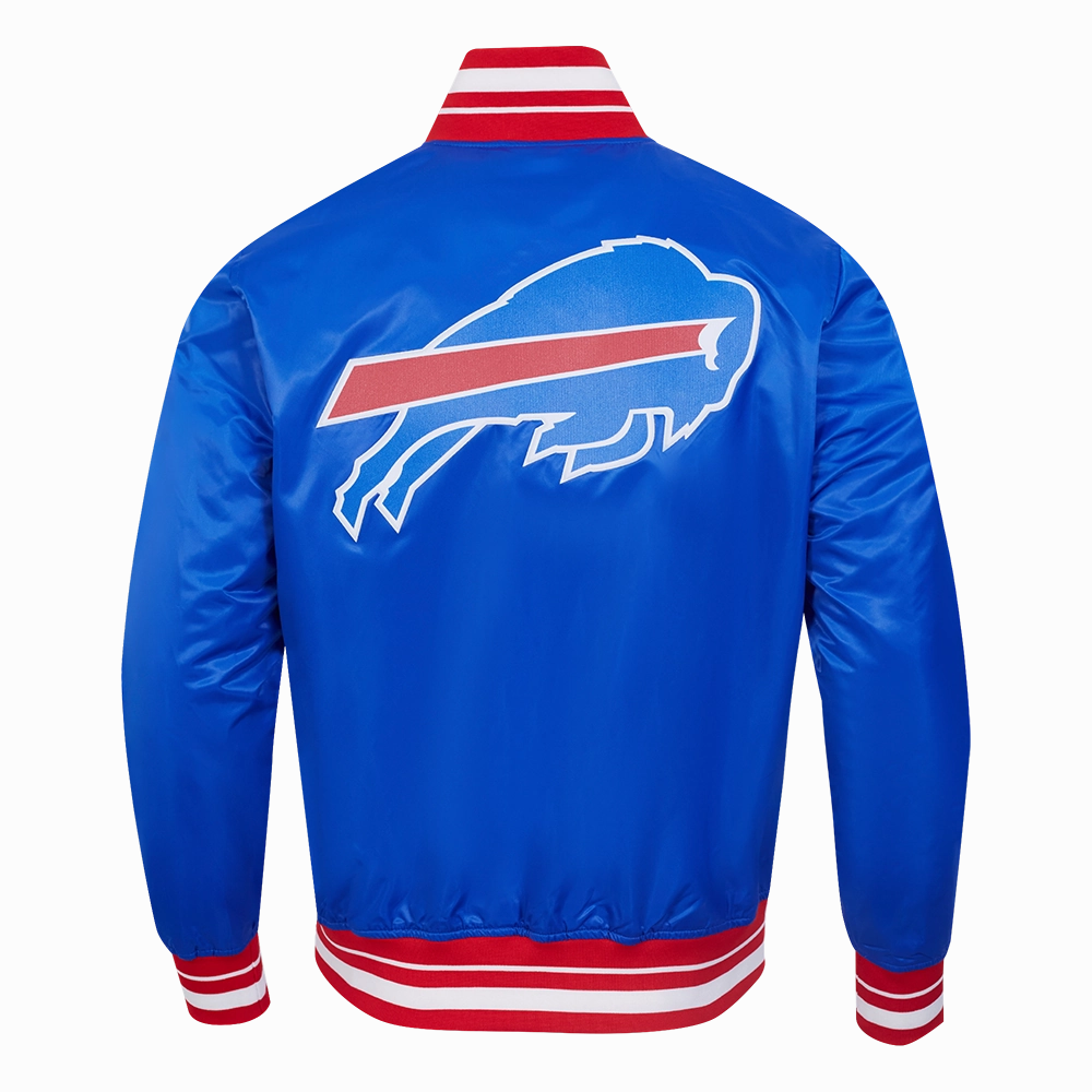 NFL BUFFALO BILLS SCRIPT TAIL MEN'S SATIN JACKET (ROYAL BLUE/RED)