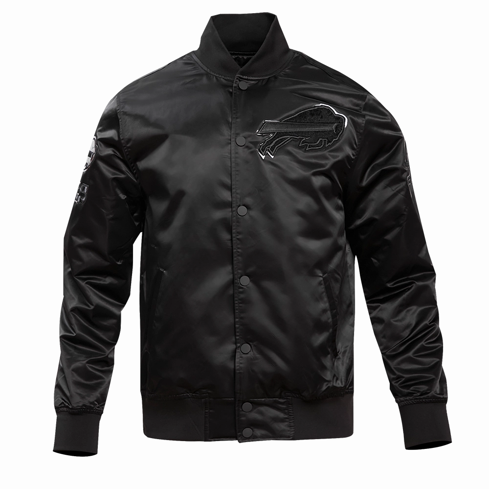 NFL BUFFALO BILLS TRIPLE BLACK MEN'S SATIN JACKET (TRIPLE BLACK)