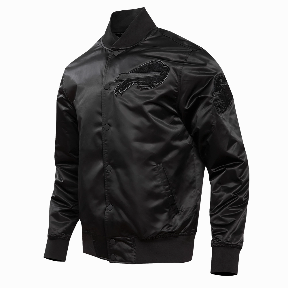 NFL BUFFALO BILLS TRIPLE BLACK MEN'S SATIN JACKET (TRIPLE BLACK)