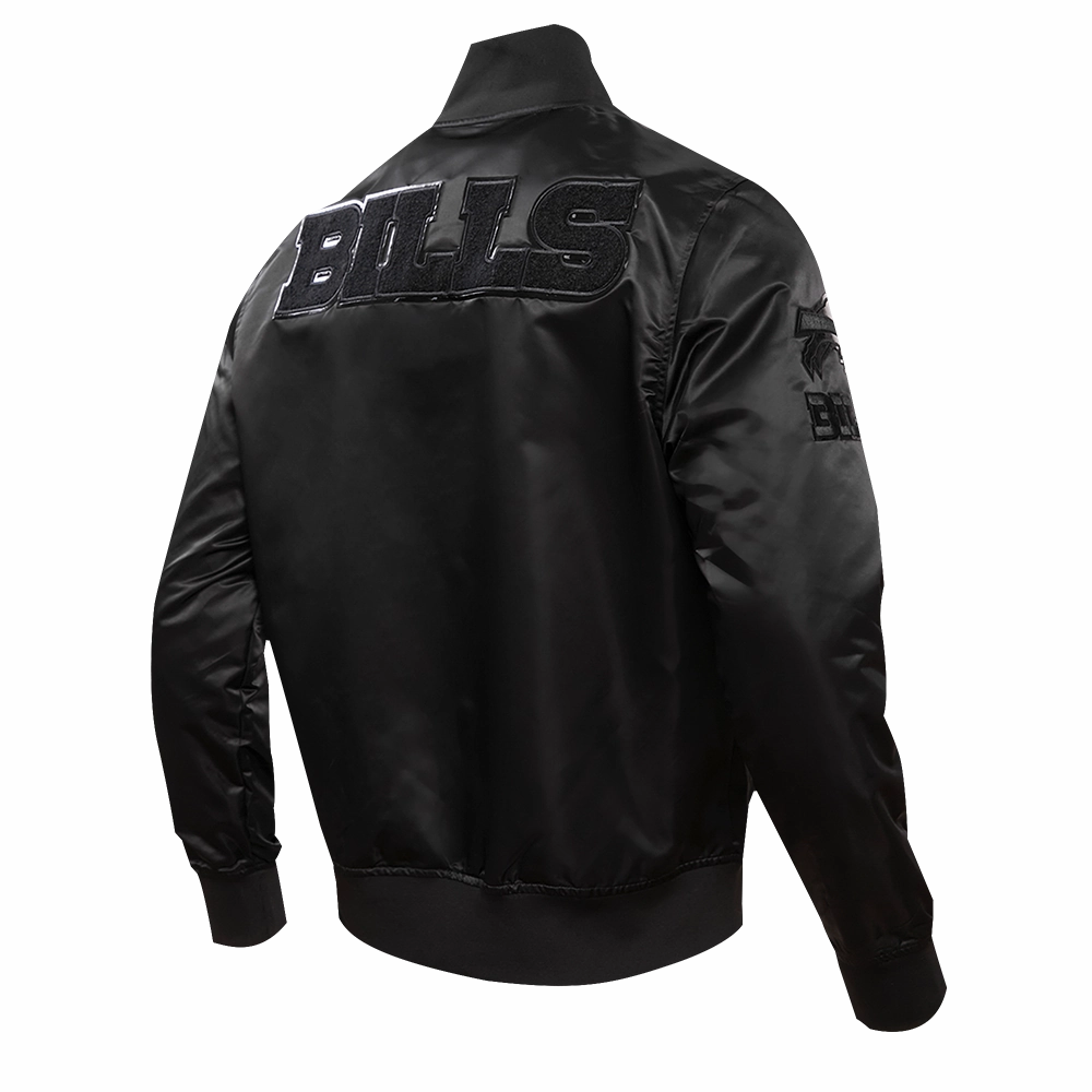 NFL BUFFALO BILLS TRIPLE BLACK MEN'S SATIN JACKET (TRIPLE BLACK)