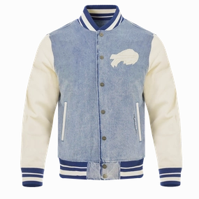 NFL BUFFALO BILLS VARSITY BLUES MEN'S DENIM VARSITY JACKET (DENIM/LINEN)