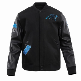 NFL CAROLINA PANTHERS CLASSIC WOOL MEN'S VARSITY JACKET (BLACK)
