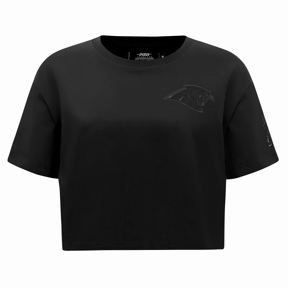 NFL CAROLINA PANTHERS TRIPLE BLACK WOMEN'S SINGLE JERSEY BOXY TEE (TRIPLE BLACK WOMEN'S)
