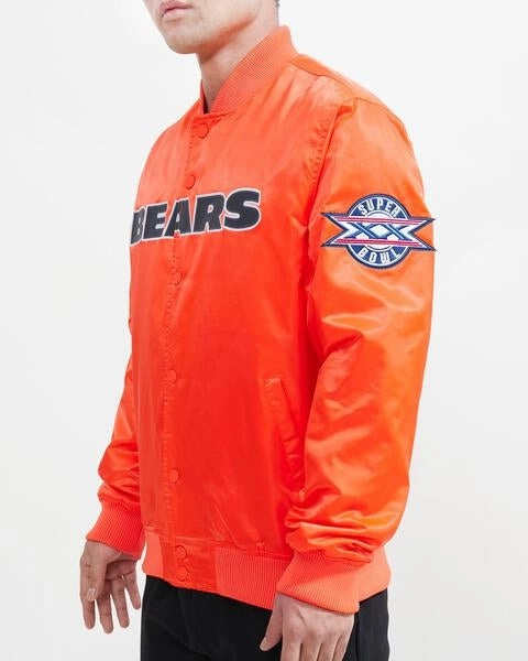 NFL CHICAGO BEARS BIG LOGO MEN'S SATIN JACKET (ORANGE)