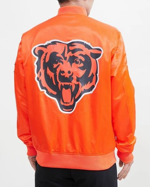 NFL CHICAGO BEARS BIG LOGO MEN'S SATIN JACKET (ORANGE)