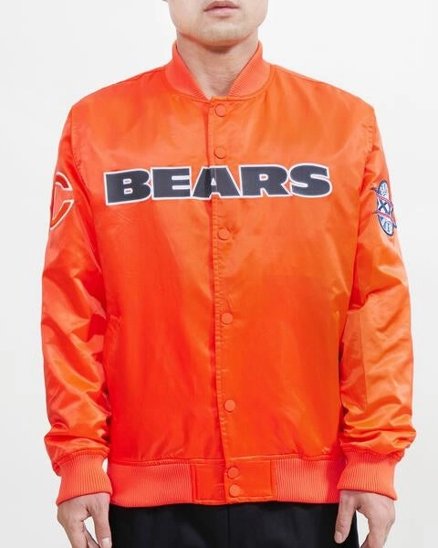 NFL CHICAGO BEARS BIG LOGO MEN'S SATIN JACKET (ORANGE)