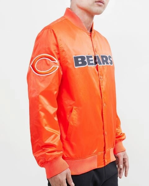 NFL CHICAGO BEARS BIG LOGO MEN'S SATIN JACKET (ORANGE)