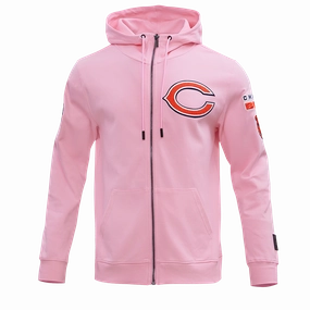 NFL CHICAGO BEARS CLASSIC CHENILLE MEN'S FULL ZIP HOODIE  (PINK)