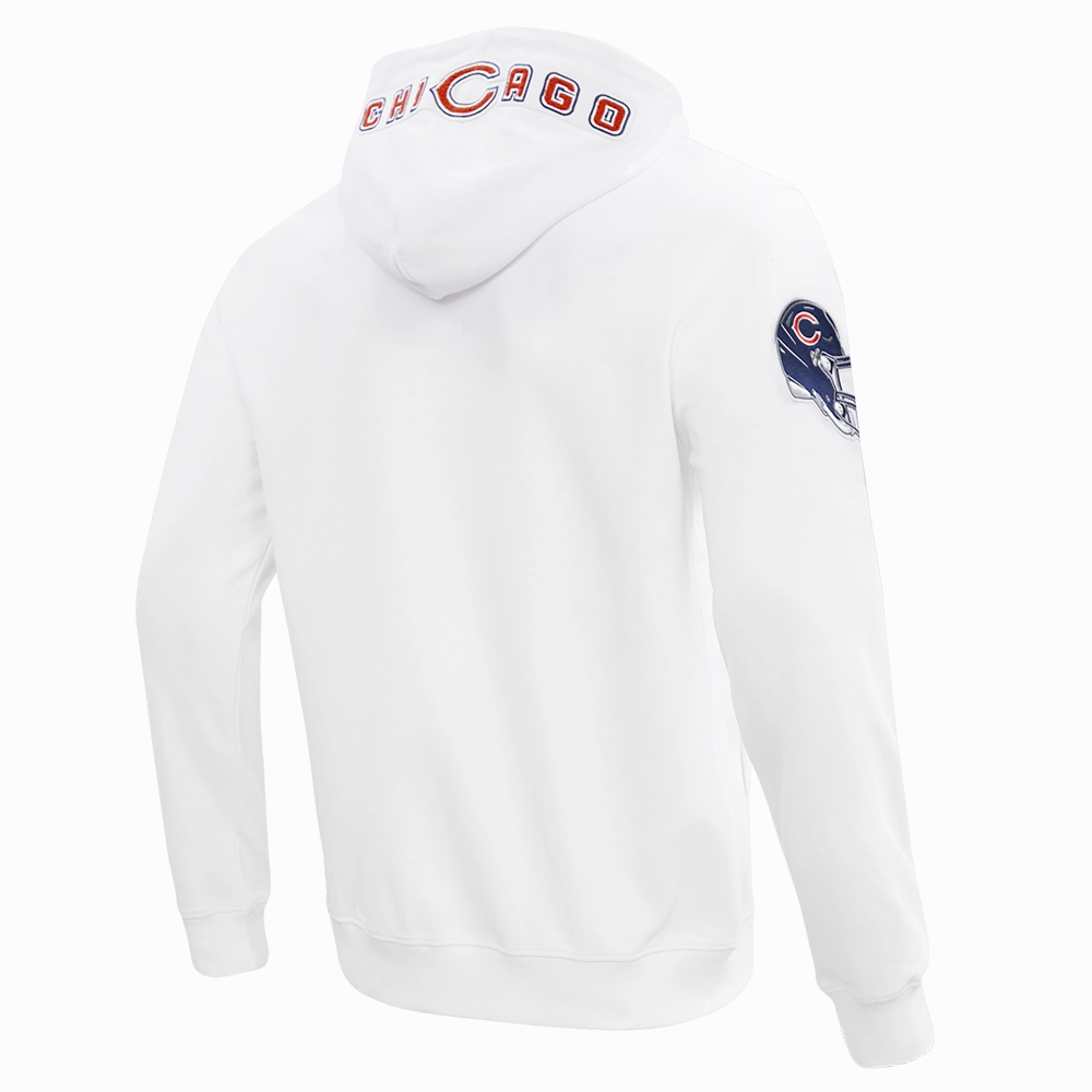 NFL CHICAGO BEARS CLASSIC CHENILLE MEN'S FULL ZIP HOODIE  (WHITE)