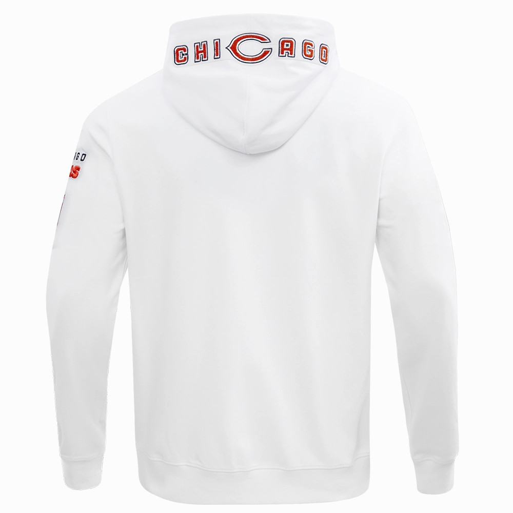 NFL CHICAGO BEARS CLASSIC CHENILLE MEN'S FULL ZIP HOODIE  (WHITE)