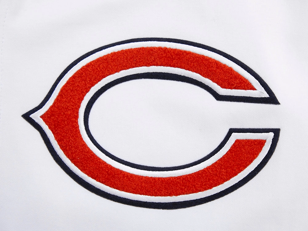 NFL CHICAGO BEARS CLASSIC CHENILLE MEN'S FULL ZIP HOODIE  (WHITE)