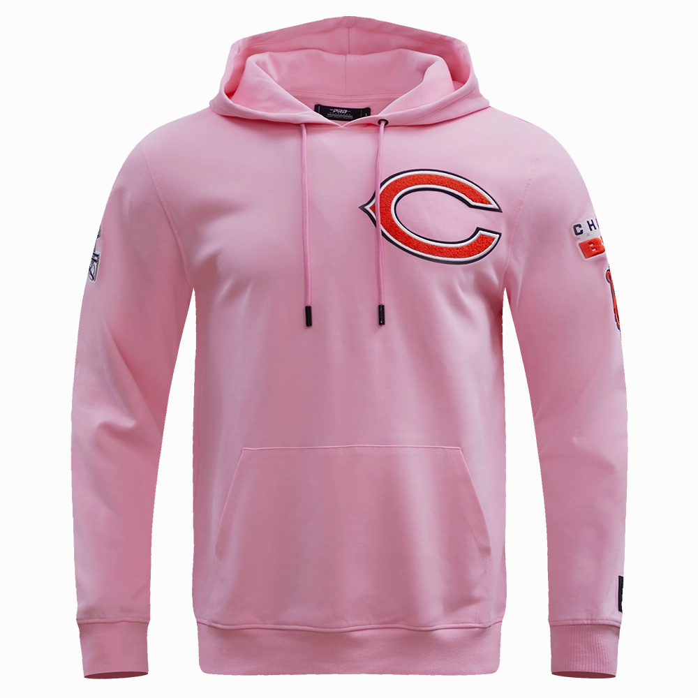 NFL CHICAGO BEARS CLASSIC CHENILLE MEN'S PULLOVER HOODIE (PINK)