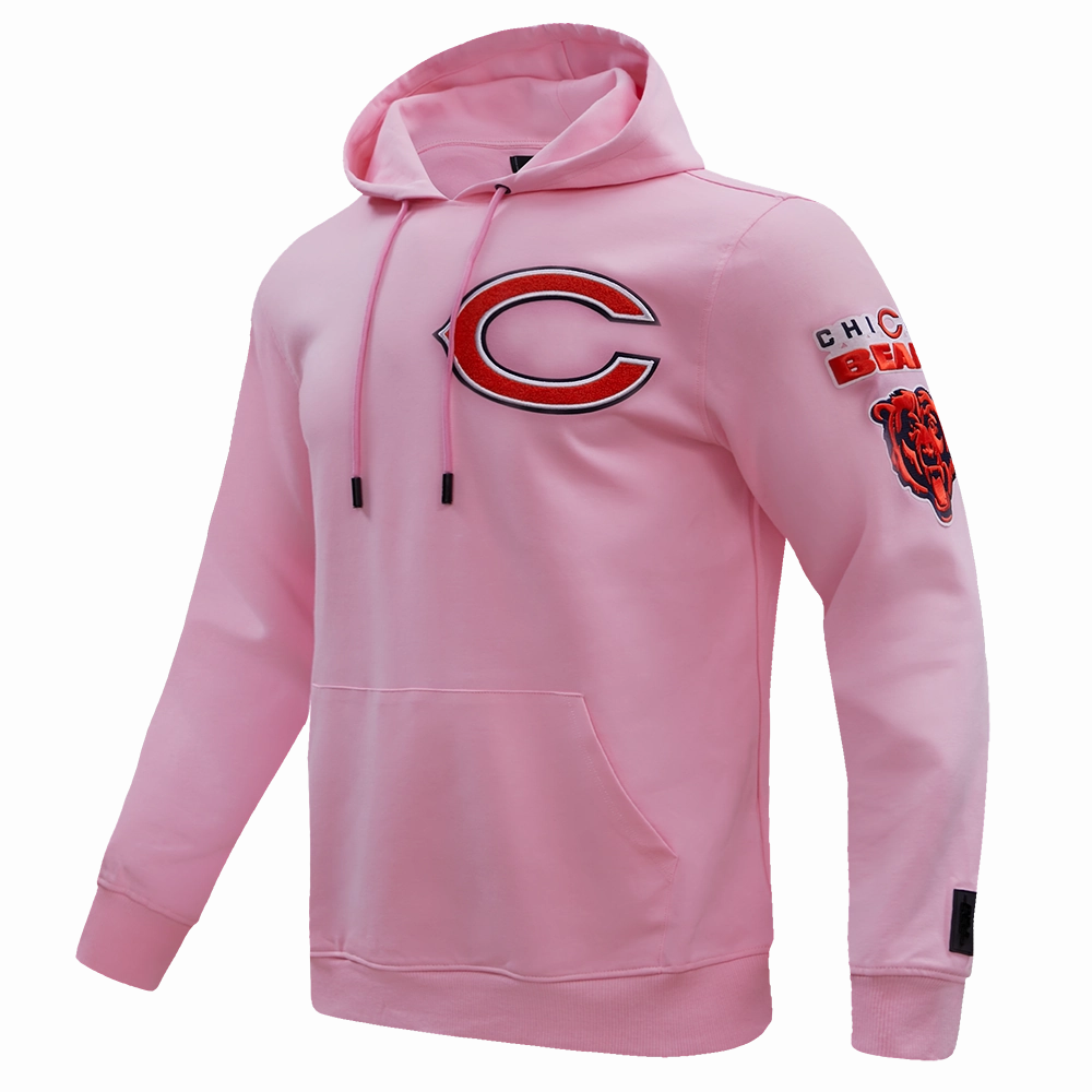 NFL CHICAGO BEARS CLASSIC CHENILLE MEN'S PULLOVER HOODIE (PINK)