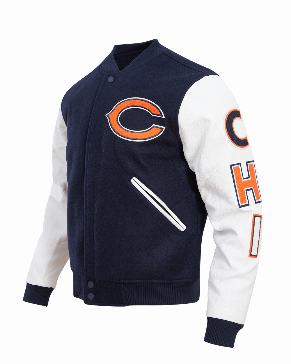 NFL CHICAGO BEARS CLASSIC WOOL MEN'S VARSITY JACKET (MIDNIGHT NAVY/WHITE)