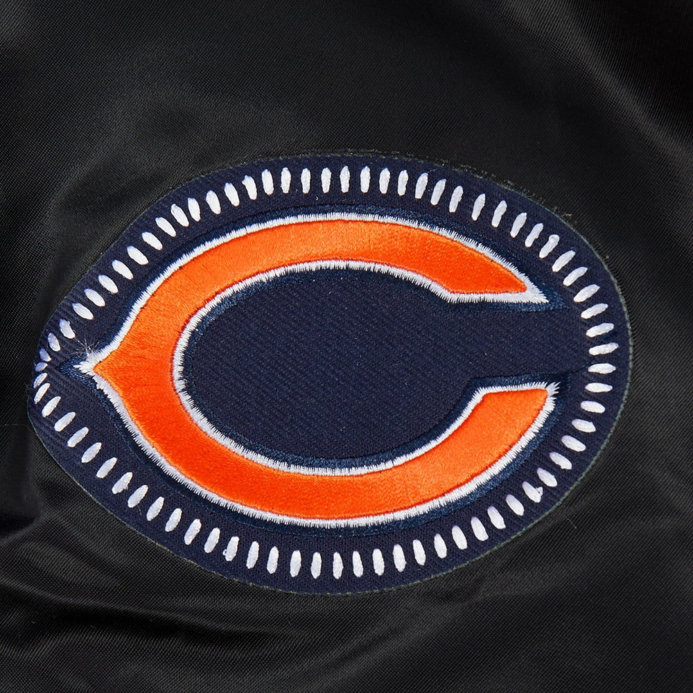 NFL CHICAGO BEARS DIY PICK STITCH MEN'S RIB SATIN JACKET (BLACK)