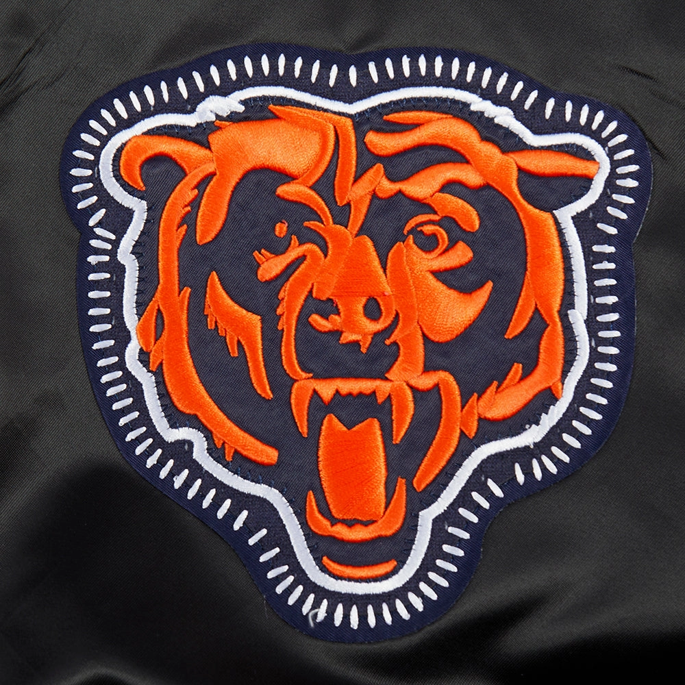 NFL CHICAGO BEARS DIY PICK STITCH MEN'S RIB SATIN JACKET (BLACK)