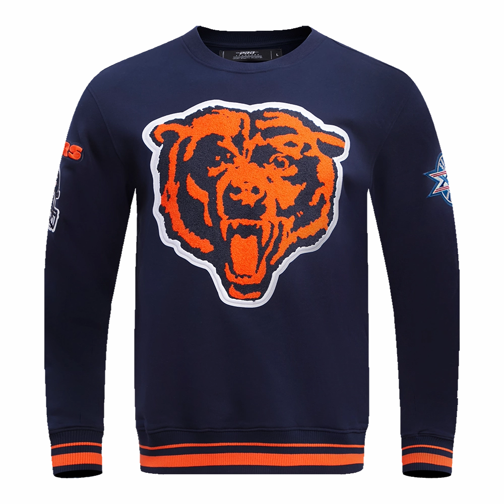 NFL CHICAGO BEARS MASHUP MEN'S RIB CREWNECK (MIDNIGHT NAVY/ORANGE/MIDNIGHT NAVY)