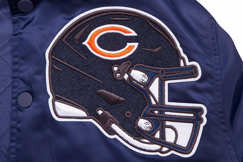NFL CHICAGO BEARS MASHUP MEN'S RIB SATIN JACKET (MIDNIGHT NAVY/ORANGE/MIDNIGHT NAVY)