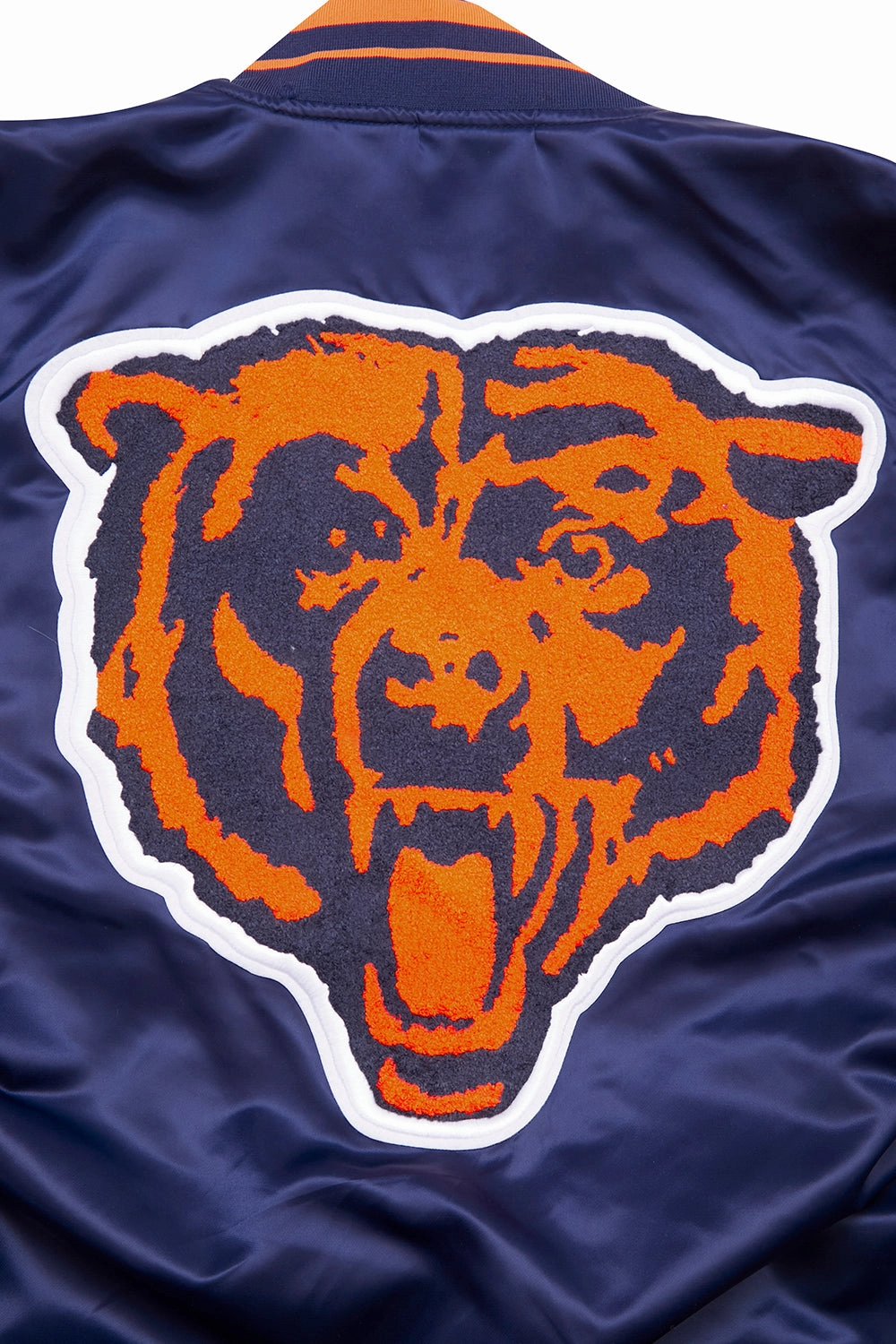 NFL CHICAGO BEARS MASHUP MEN'S RIB SATIN JACKET (MIDNIGHT NAVY/ORANGE/MIDNIGHT NAVY)
