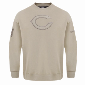 NFL CHICAGO BEARS NEUTRAL DROP SHOULDER FLEECE CREWNECK (TAUPE)
