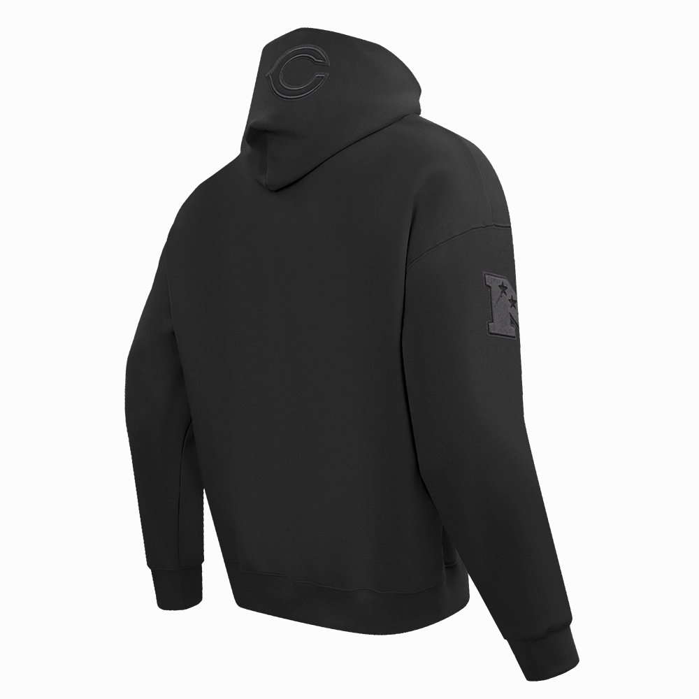 NFL CHICAGO BEARS NEUTRAL DROP SHOULDER FLEECE PULLOVER HOODIE (BLACK)