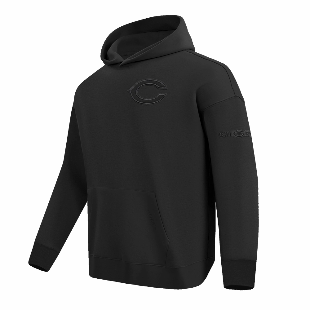 NFL CHICAGO BEARS NEUTRAL DROP SHOULDER FLEECE PULLOVER HOODIE (BLACK)