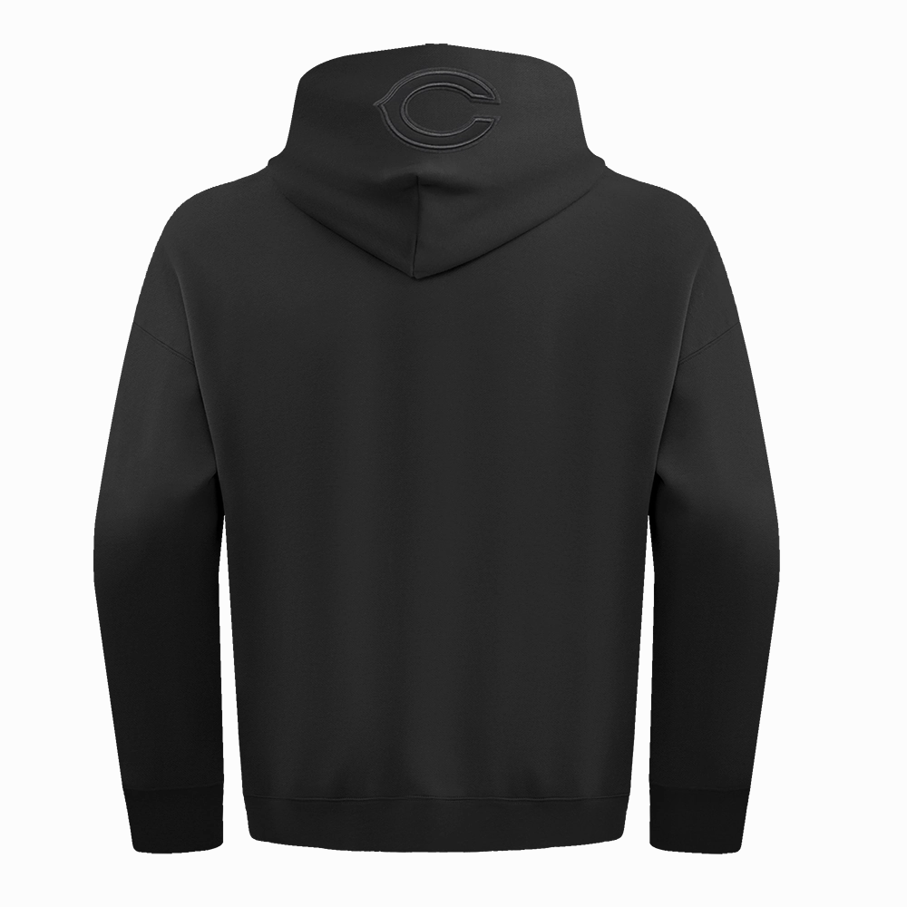 NFL CHICAGO BEARS NEUTRAL DROP SHOULDER FLEECE PULLOVER HOODIE (BLACK)